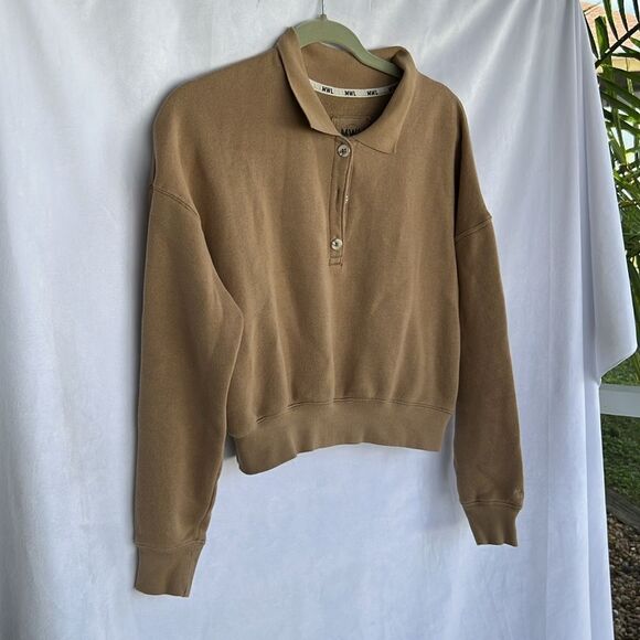 Madewell MWL Betterterry Crop Polo Sweatshirt Khaki Size Small - Picture 4 of 8